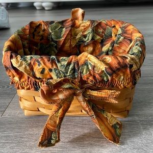Longaberger Handwoven High Low Basket with Fall Liner